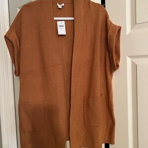 NWT  J Jill Brass colored Open Front Cardigan. Size SP